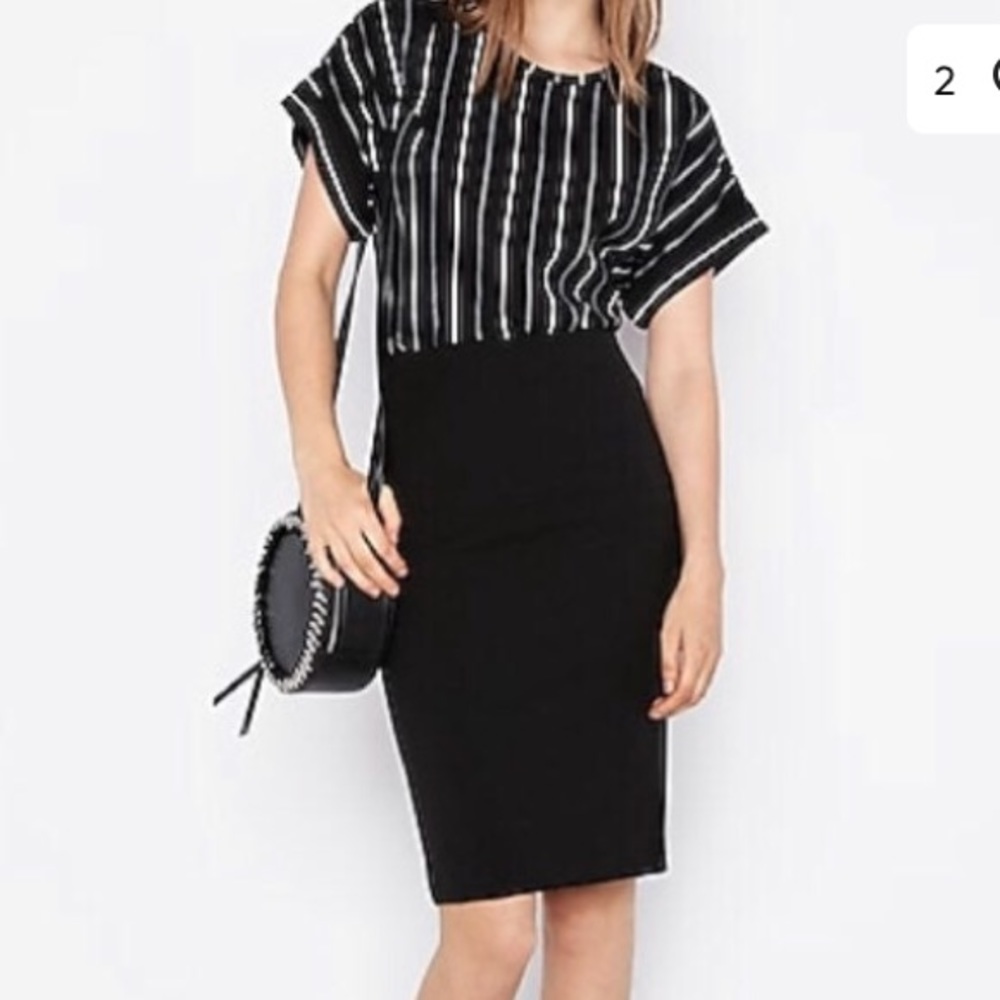 Topshop Black Bandage Pencil Skirt